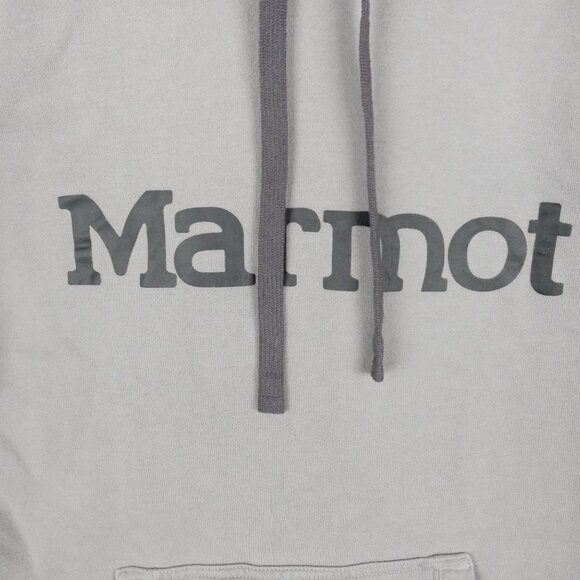 Marmot Hoodie Womens Medium Gray Pullover Outdoor Sweatshirt Spell Out Logo - Picture 2 of 9